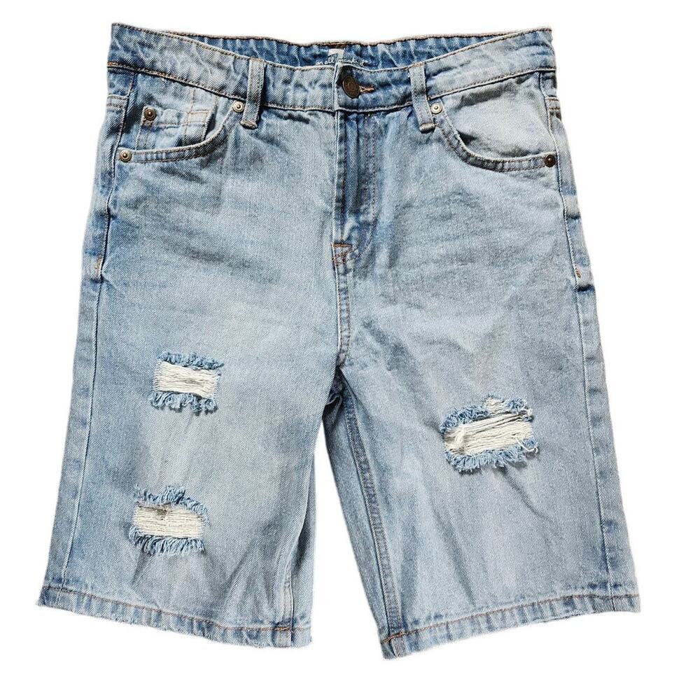 7 For All‎ Mankind Denim Bermuda Shorts Size 14 Medium Wash Distressed